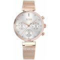 Hugo Boss Flawless Chronograph Silver Dial Gold Mesh Bracelet Watch for Women - 1502553