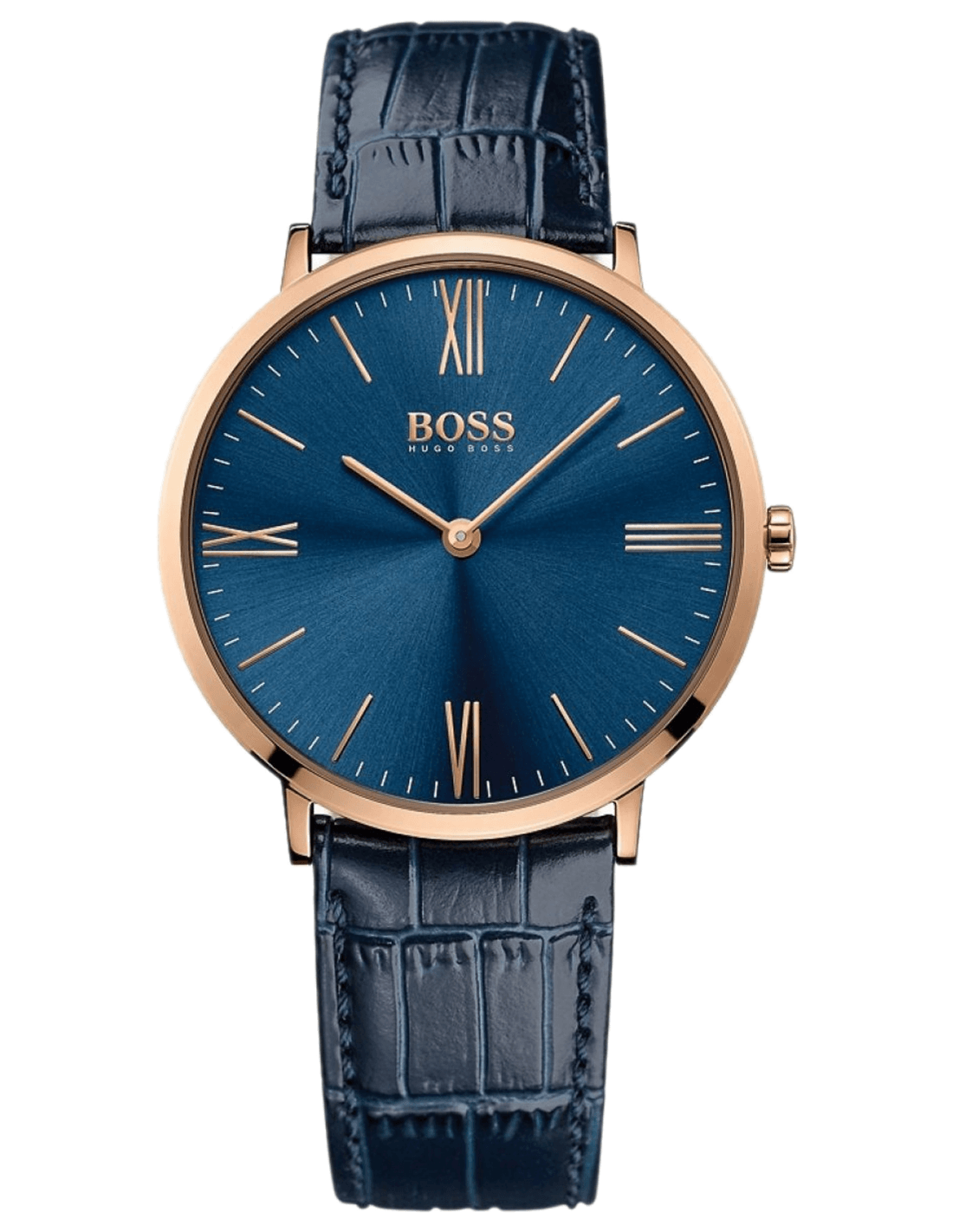 Hugo Boss Jackson Blue Dial Black Leather Strap Watch for Men - 1513371