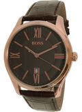 Hugo Boss Ambassador Grey Dial Brown Leather Strap Watch for Men - 1513387