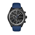 Hugo Boss Grand Prix Chronograph Black Dial Blue Leather Strap Watch for Men - 1513563