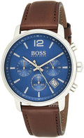 Hugo Boss Attitude Blue Dial Brown Leather Strap Watch for Men - 1513606