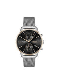 Hugo Boss Associate Black Dial Silver Mesh Bracelet Watch for Men - 1513805