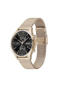 Hugo Boss Associate Black Dial Rose Gold Mesh Bracelet Watch for Men - 1513806