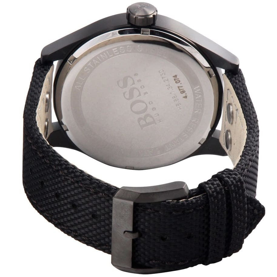 Hugo Boss Aeroliner Maxx Quartz Black Dial Black Nylon Strap Watch For Men - HB1513086