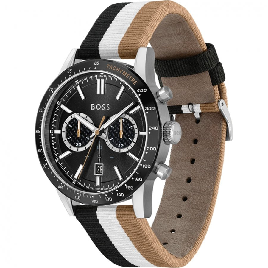 Hugo Boss Allure Chronograph Black Dial Multicolor Nylon Strap Watch for Men - 1513963