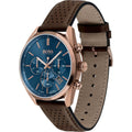 Hugo Boss Champion Chronograph Blue Dial Brown Leather Strap Watch for Men - 1513817