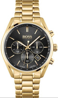 Hugo Boss Champion Chronograph Black Dial Gold Steel Strap Watch for Men - 1513848