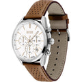 Hugo Boss Champion Chronograph White Dial Brown Leather Strap Watch for Men - 1513879