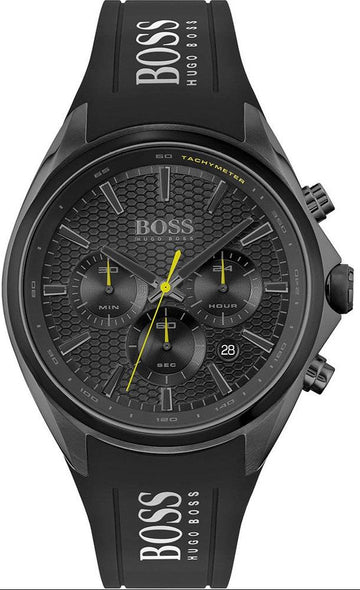 Hugo Boss Distinct Chronograph Black Dial Black Silicone Strap Watch for Men - 1513859