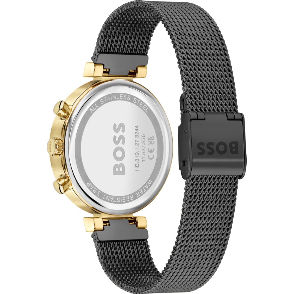 Hugo Boss Flawless Black Dial Black Mesh Bracelet Watch for Women - 1502627