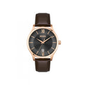 Hugo Boss Ambassador Grey Dial Brown Leather Strap Watch for Men - 1513387