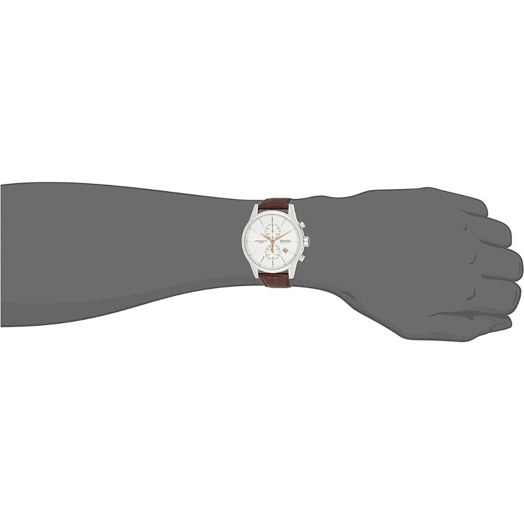 Hugo Boss Jet White Dial Brown Leather Strap Watch for Men - 1513280