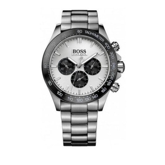 Hugo Boss Ikon Chronograph Silver Dial Silver Steel Strap Watch for Men - 1512964