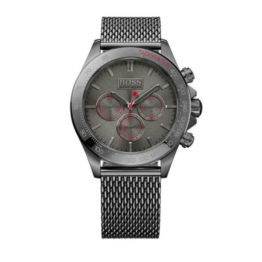 Hugo Boss Ikon Chronograph Grey Dial Grey Mesh Bracelet Watch for Men - 1513443