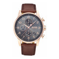 Hugo Boss Navigator Chronograph Grey Dial Brown Leather Strap Watch for Men - 1513496