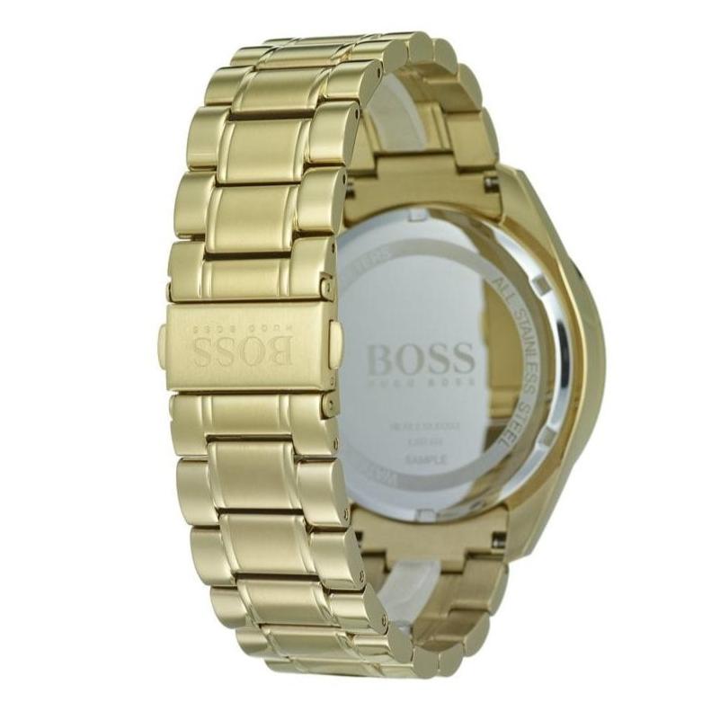 Hugo Boss Trophy Chronograph White Dial Gold Steel Strap Watch for Men - 1513631