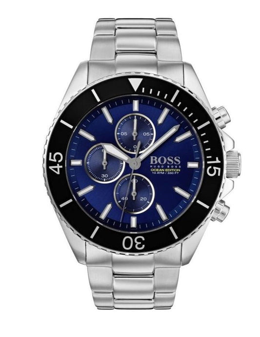 Hugo Boss Ocean Edition Chronograph Blue Dial Silver Steel Strap Watch for Men - 1513704