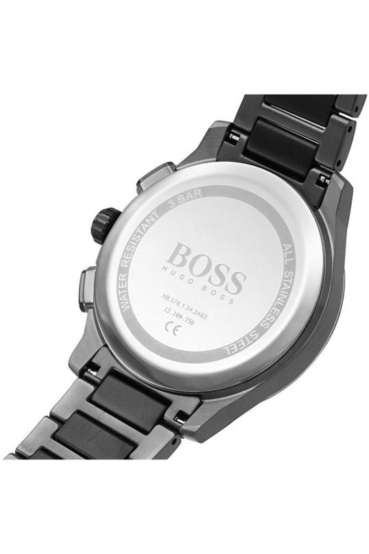 Hugo Boss Peak Black Dial Black Steel Strap Watch for Men - 1513814