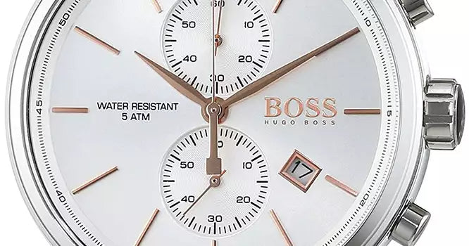 Hugo Boss Jet Chronograph Quartz Silver Dial Brown Leather Strap Watch For Men - HB1513280