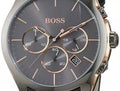 Hugo Boss Onyx Chronograph Grey Dial Black Leather Strap Watch For Men - HB1513366