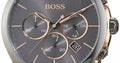 Hugo Boss Onyx Chronograph Grey Dial Black Leather Strap Watch For Men - HB1513366