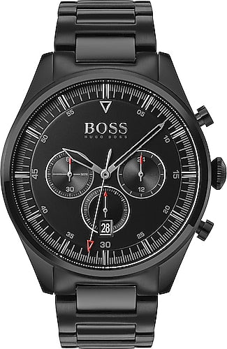 Hugo Boss Pioneer Black Dial Black Steel Strap Watch for Men - 1513714