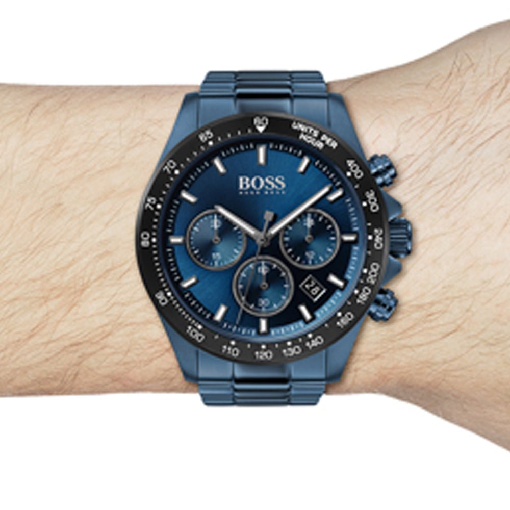 Hugo Boss Hero Sport Lux Chronograph Blue Dial Blue Steel Strap Watch for Men - 1513758