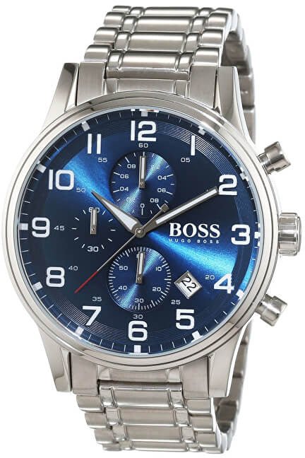 Hugo Boss Aeroliner Chronograph Blue Dial Silver Steel Strap Watch for Men - 1513183