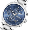 Hugo Boss Grand Prix Chronograph Blue Dial Silver Steel Strap Watch for Men - 1513478