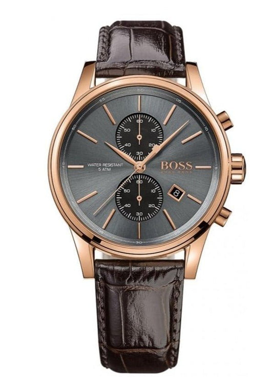 Hugo Boss Jet Grey Dial Brown Leather Strap Watch for Men - 1513281