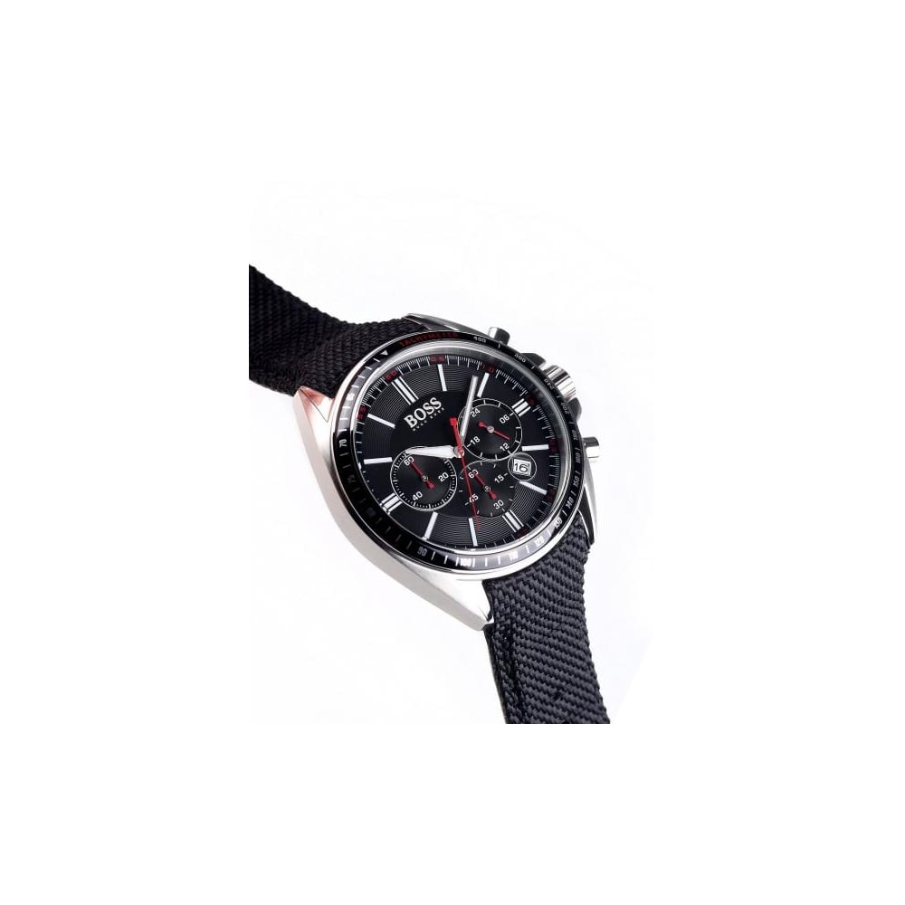 Hugo Boss Driver Black Dial Black Nylon Strap Watch for Men -1513087