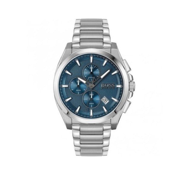 Hugo Boss Grandmaster Chronograph Blue Dial Silver Steel Strap Watch for Men - 1513884