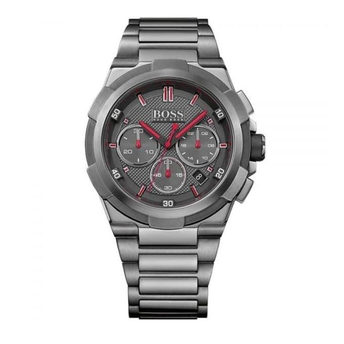 Hugo Boss Supernova Chronograph Grey Dial Grey Steel Strap Watch for Men - 1513361