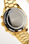 Hugo Boss Champion Chronograph Black Dial Gold Steel Strap Watch for Men - 1513848