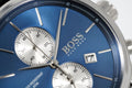 Hugo Boss Jet Chronograph Blue Dial Black Leather Strap Watch for Men - 1513283