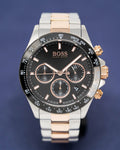 Hugo Boss Here Chronograph Black Dial Two Tone Steel Strap Watch for Men - 1513757