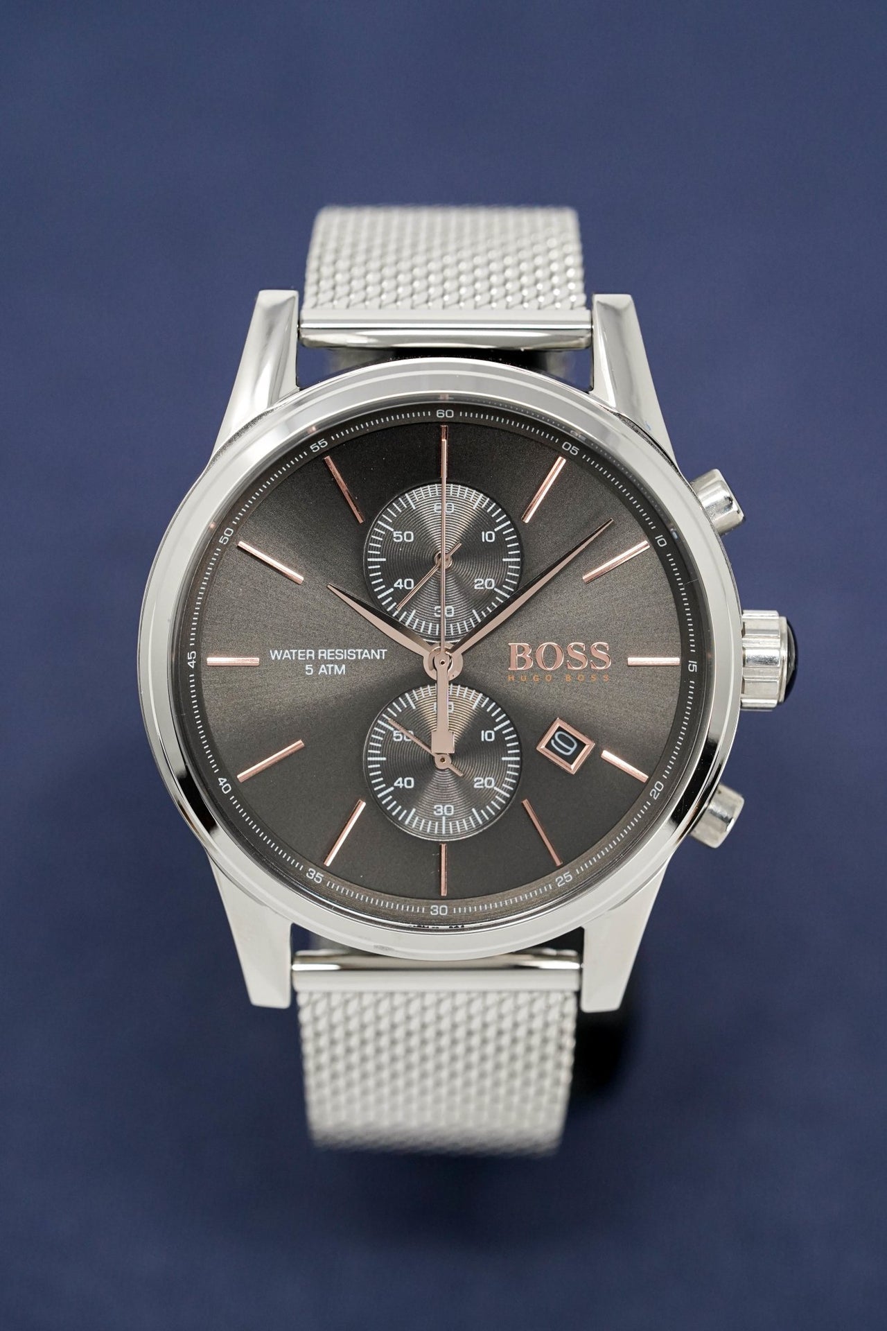 Hugo Boss Jet Chronograph Grey Dial Silver Mesh Bracelet Watch for Men - 1513440