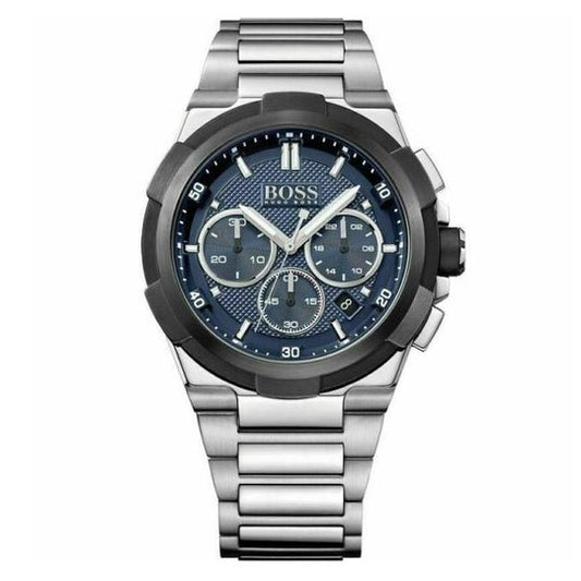 Hugo Boss Supernova Blue Chronograph Dial Silver Steel Strap Watch for Men - 1513360