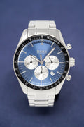 Hugo Boss Chronograph Blue Dial Silver Steel Strap Watch for Men - 1513630