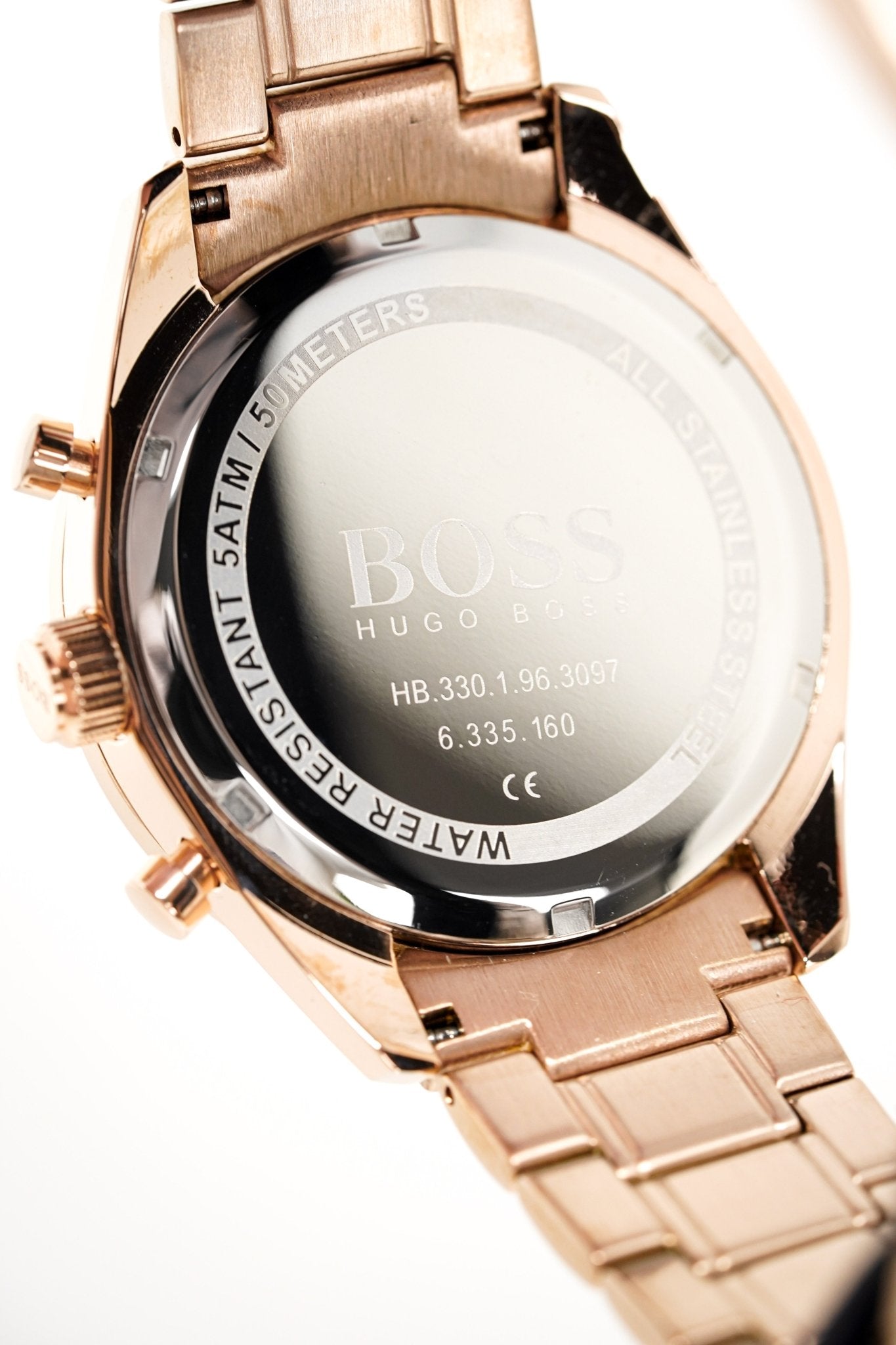 Hugo Boss Trophy Chronograph Grey Dial Rose Gold Steel Strap Watch for Men - 1513632