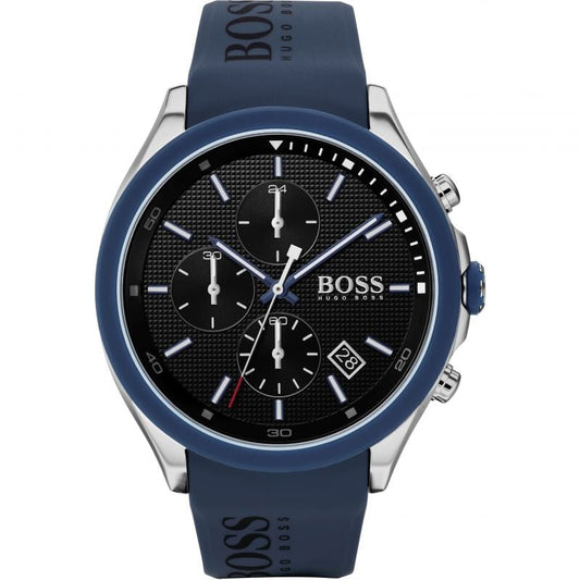 Hugo Boss Velocity Black Dial Blue Rubber Strap Watch for Men - 1513717