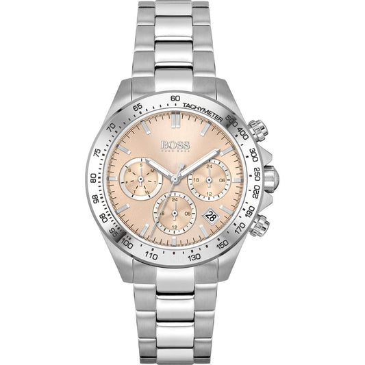 Hugo Boss Novia Pink Dial Silver Steel Strap Watch for Women - 1502615