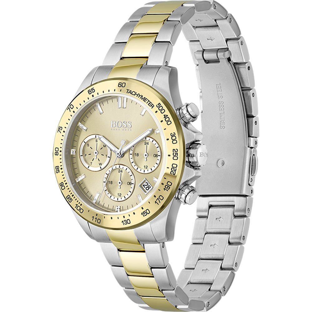 Hugo Boss Ikon Chronograph Gold Dial Two Tone Steel Strap Watch for Men - 1512960