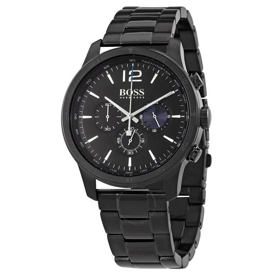 Hugo Boss Professional Chronograph Black Dial Black Steel Strap Watch for Men - 1513528