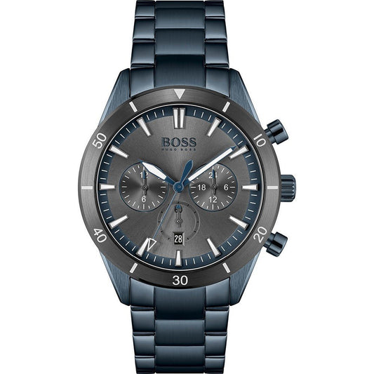 Hugo Boss Santiago Grey Dial Blue Steel Strap Watch for Men - 1513865