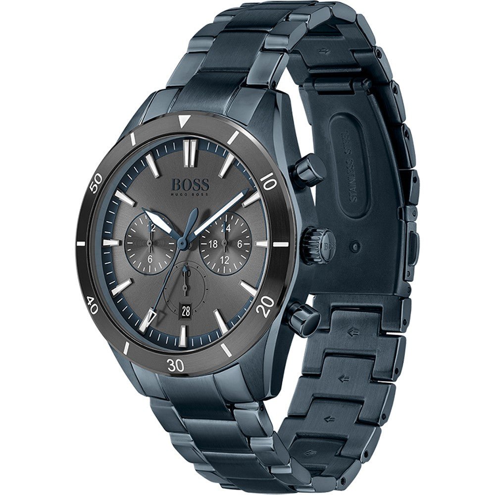 Hugo Boss Santiago Chronograph Grey Dial Blue Steel Strap Watch for Men - 1513865