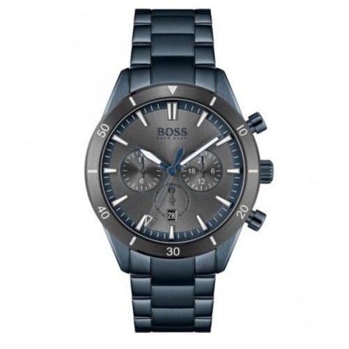 Hugo Boss Santiago Chronograph Grey Dial Blue Steel Strap Watch for Men - 1513865