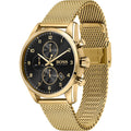 Hugo Boss Skymaster Chronograph Black Dial Gold Mesh Bracelet Watch for Men - 1513838