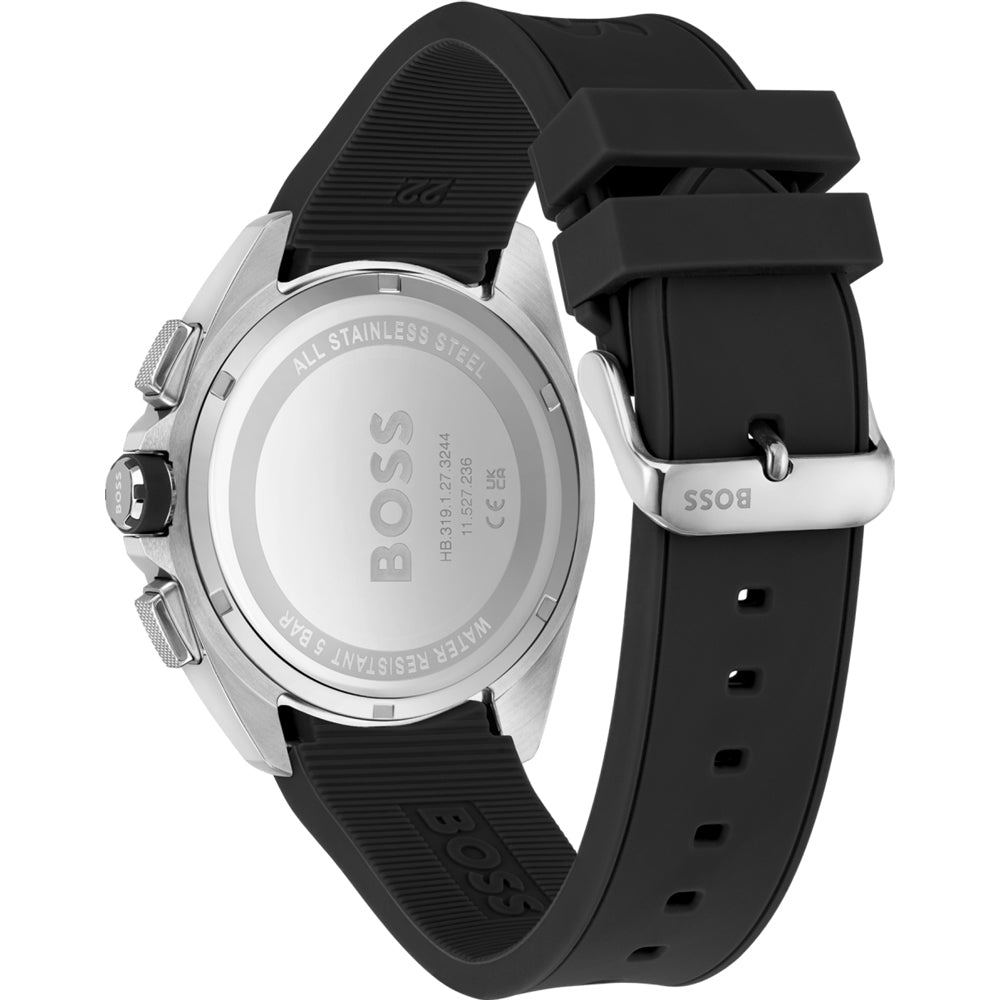 Hugo Boss Volane Chronograph Grey Dial Black Silicone Strap Watch for Men - 1513953