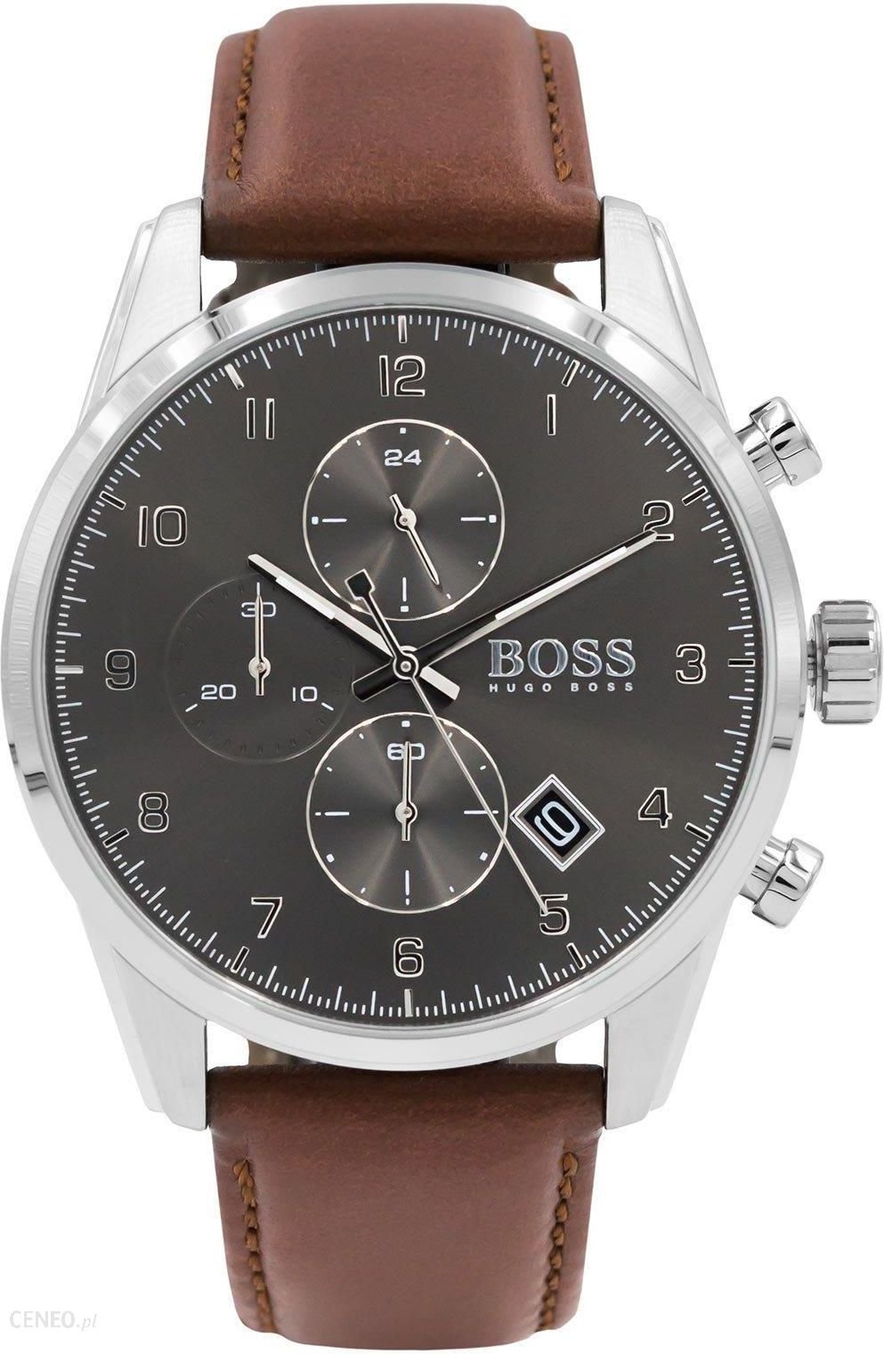 Hugo Boss Skymaster Grey Dial Brown Leather Strap Watch for Men - 1513787